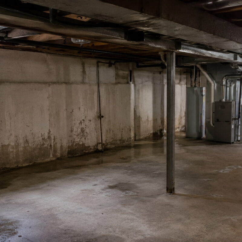 Musty basement with visible moisture issues and poor air circulation in Southeastern Michigan home
