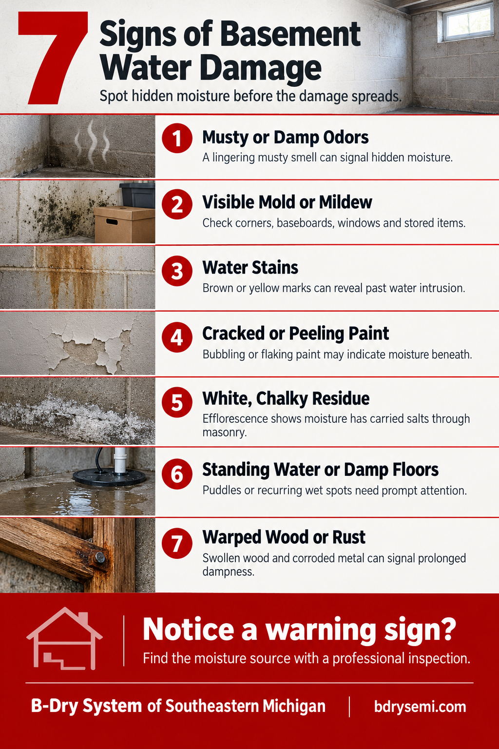 Seven Basement Water Damage Warning Signs - Southeastern Michigan owners must know